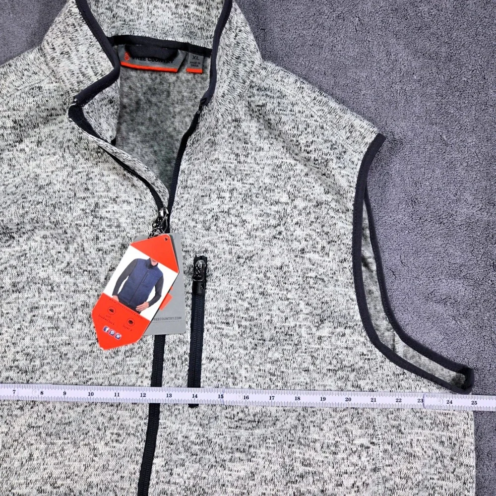 Free Country Sweater Fleece Vest Mens XL Pumice Grey NWT New With Imperfection